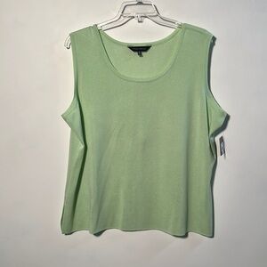 MING WANG NWT Scoop Neck Knit Tank/Shell Soft Resort Career Lime Green Top SZ 3X